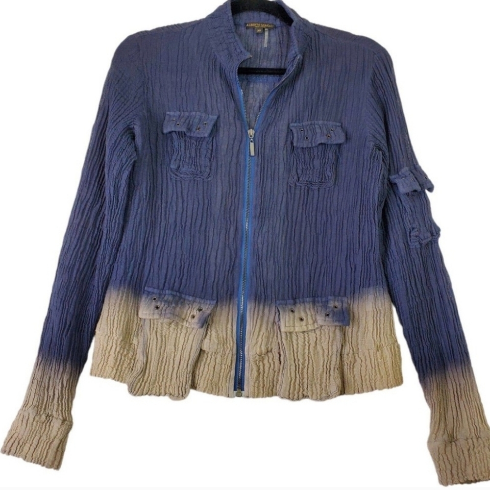 Alberto Makali Jacket Womens XSmall Zip up Crinkle Ombre‎ Lightweight Pockets XS